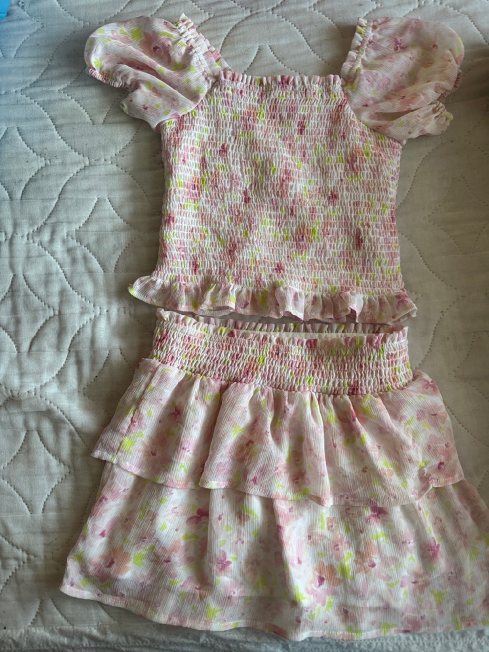 Carter's Pink Floral Smocked Two-Piece Skirt Set